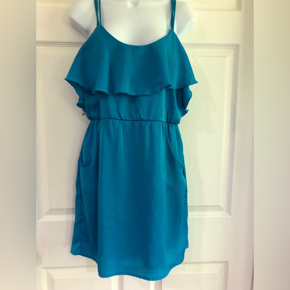 Sky Blue mini dress with peplum size M